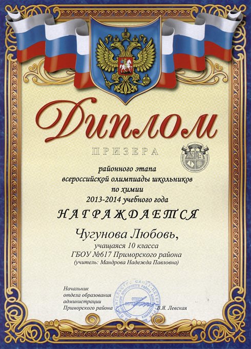 2013-2014 Чугунова Любовь 10 (РО химия)